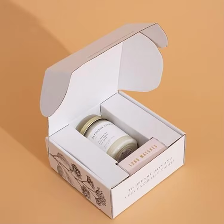 Custom candle shipping box with tailored design and secure inserts.