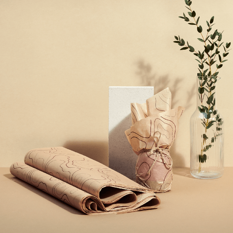 Decorative tissue paper and vellum wrap for gift packaging