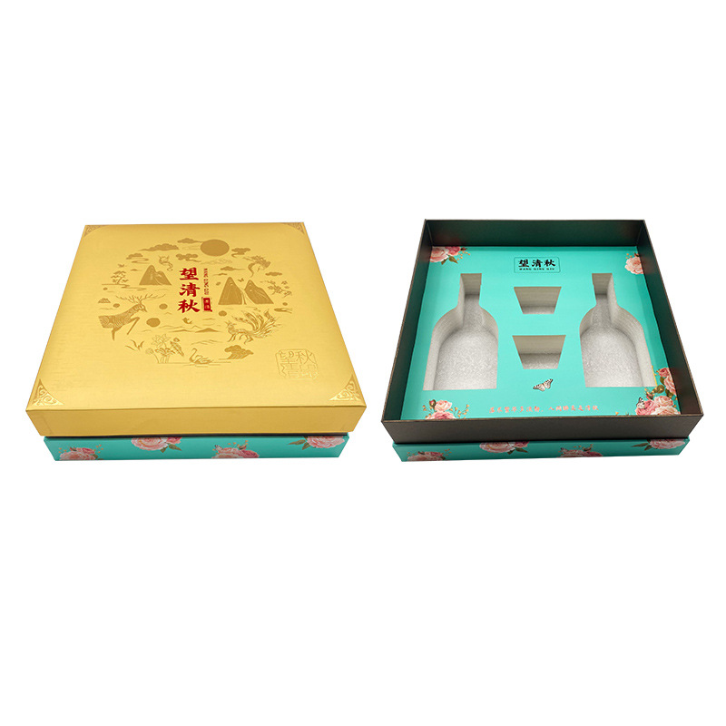 Shoulder neck rigid boxes for high-end wine glass gift packaging