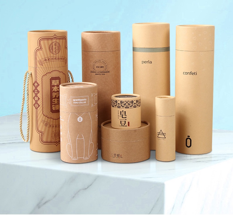 Kraft cylinder packaging with a rope handle
