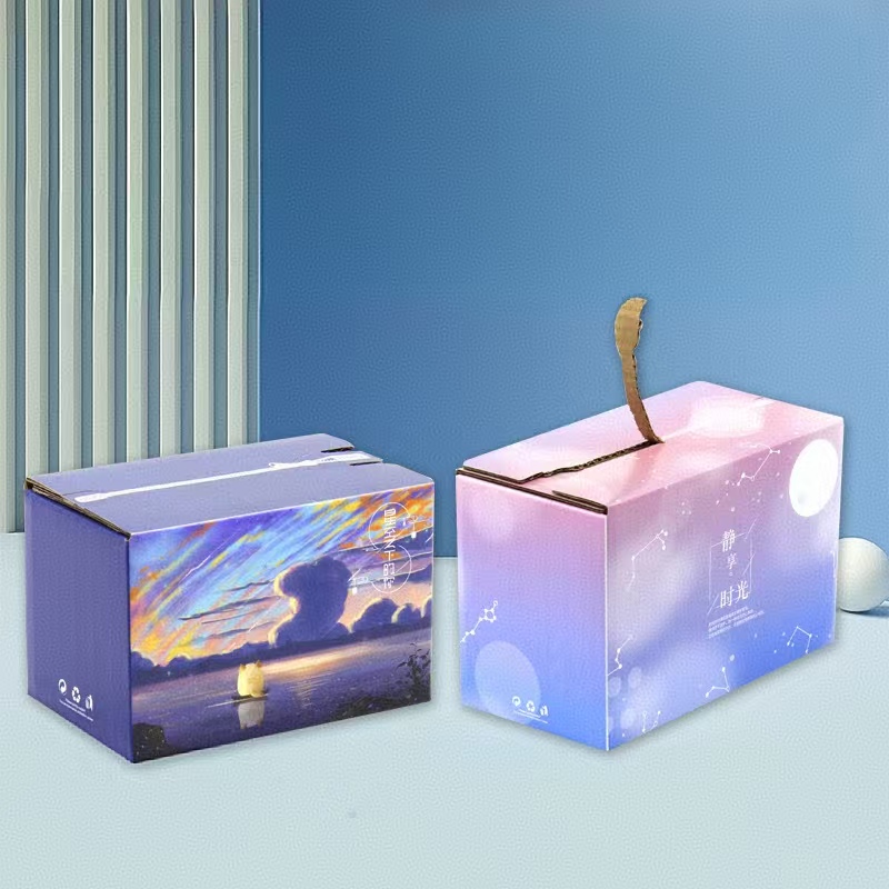 Custom-printed corrugated boxes with vibrant logos, enhancing unboxing experiences