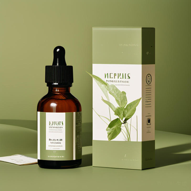 Green printed retail carton beside a dropper bottle