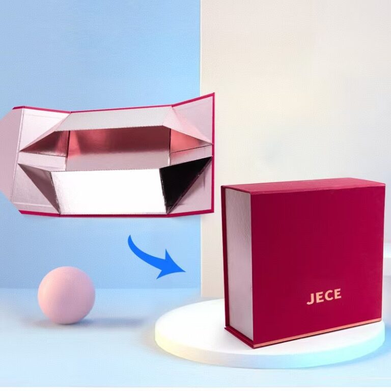 Folding rigid gift box with magnetic snap for clothing