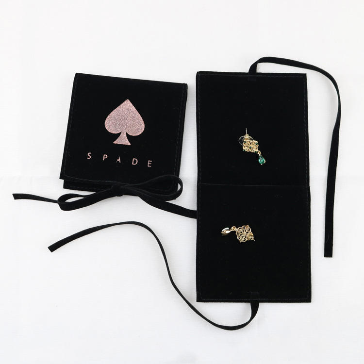 Black microfiber jewelry pouch, perfect for polishing and safely storing watches or silver.