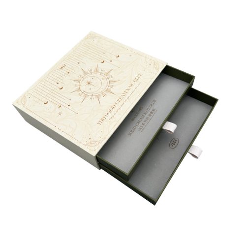 Two Layers Elegant sliding drawer gift box with gold foil stamping