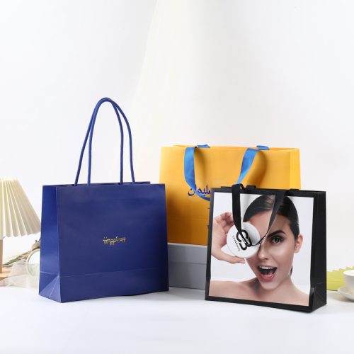 Custom printed paper bags with handles for apparel and accessories