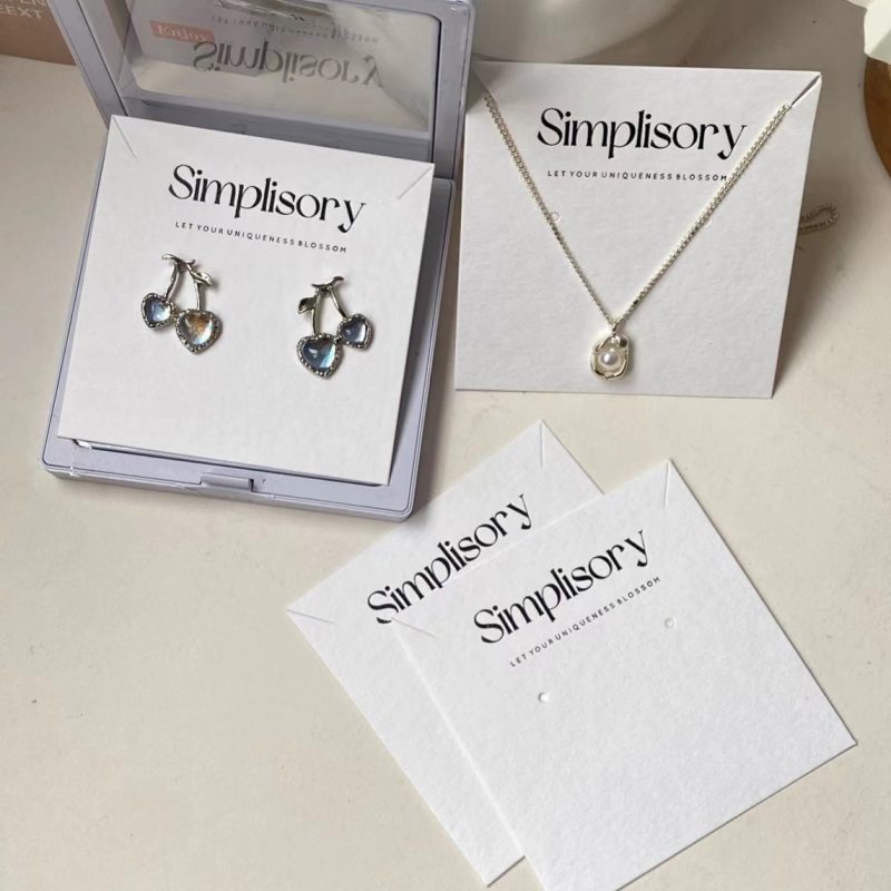 Custom jewelry cards for earrings and necklaces.
